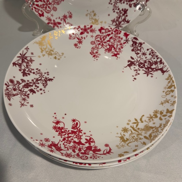 Vintage Tord Boontje Porcelain Dinner Plates Red Gold Holiday Set…